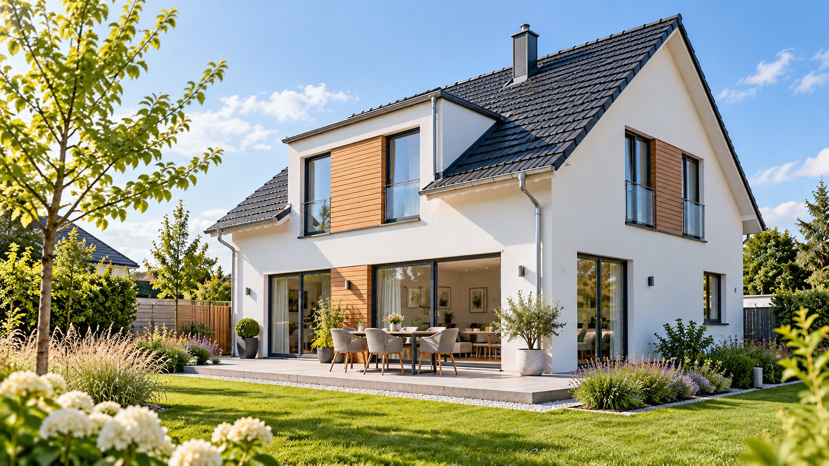 Modernes Einfamilienhaus mit Garten und Terrasse